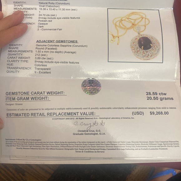Orianne Ruby and White Sapphire pendant - Picture 8 of 8